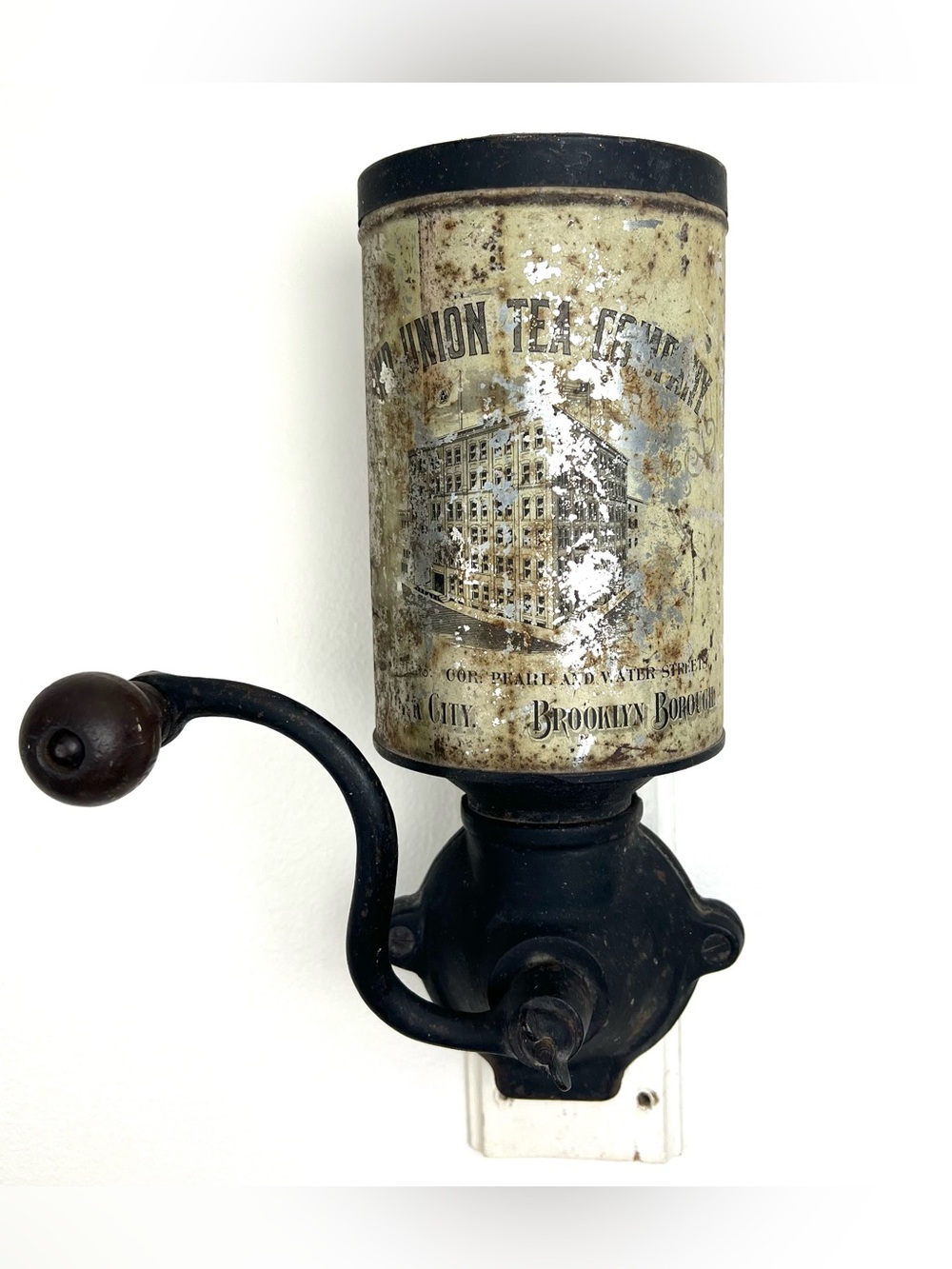 Vintage Antique Wall Mount Grand Union NYC Coffee Grinder